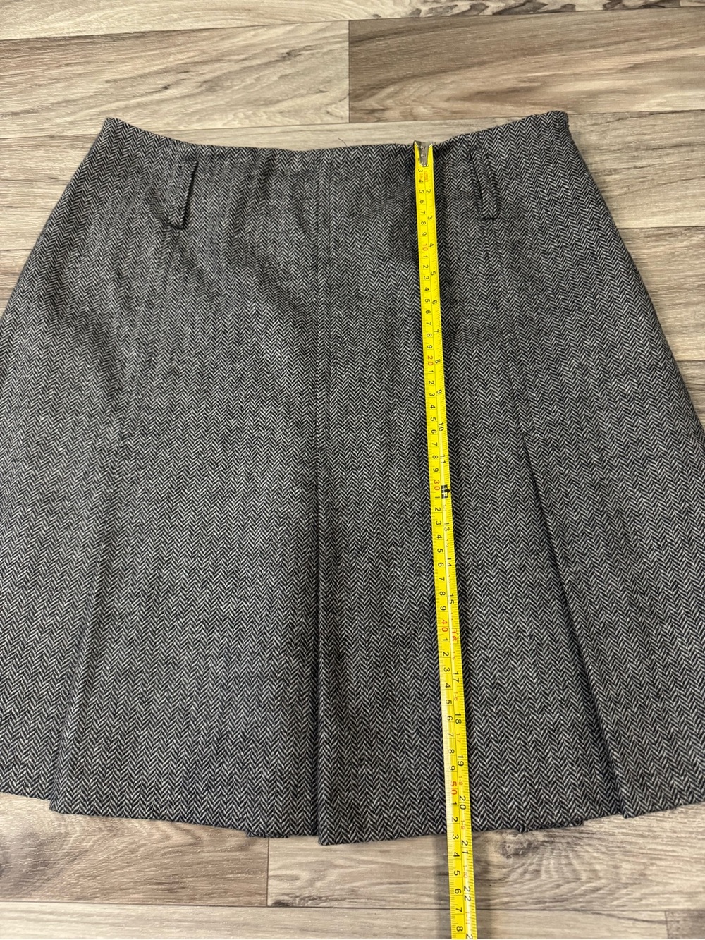 Barbour Classic Pleated Herringbone Skirt Wool Cashmere Blend Fully Lined Sz 8 - Picture 8 of 9